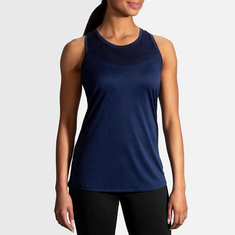 Brooks Women's Stealth Running Tank Top Singapore - Blue (42513-UYQZ)